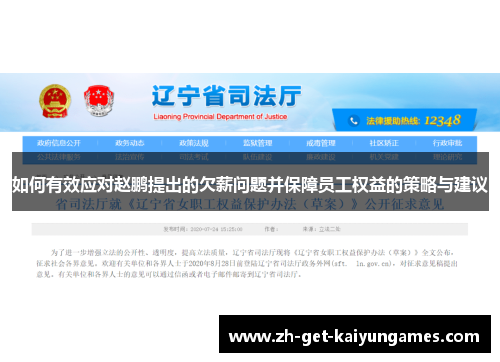 如何有效应对赵鹏提出的欠薪问题并保障员工权益的策略与建议
